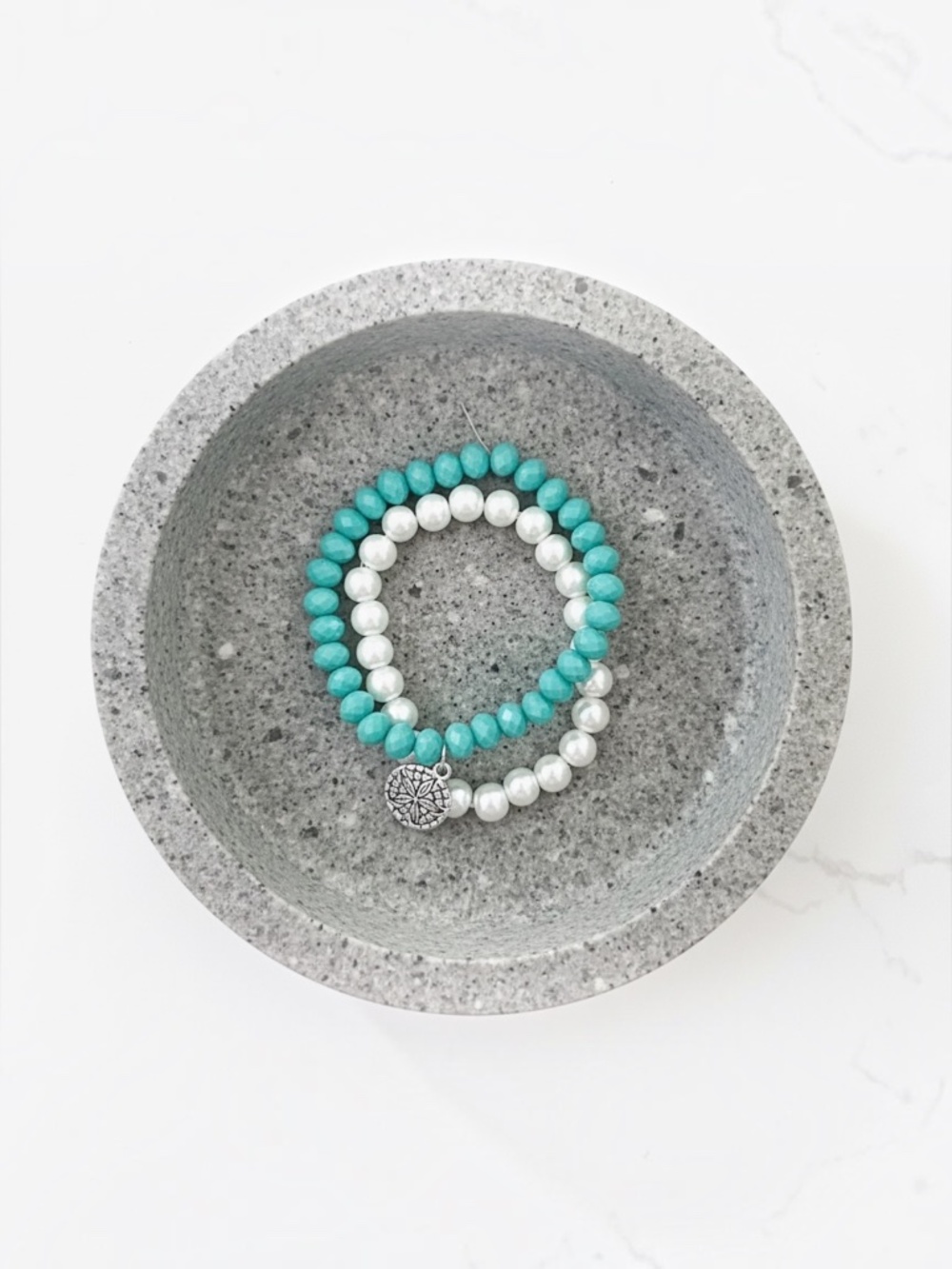 Sea Glass Bracelet Set | Sand Dollar Charm| Beauty & Patience